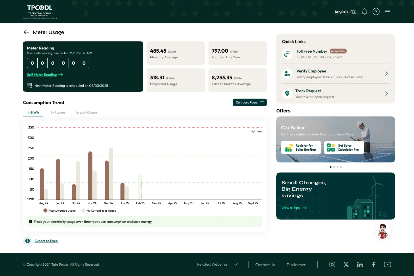 Web meter usage